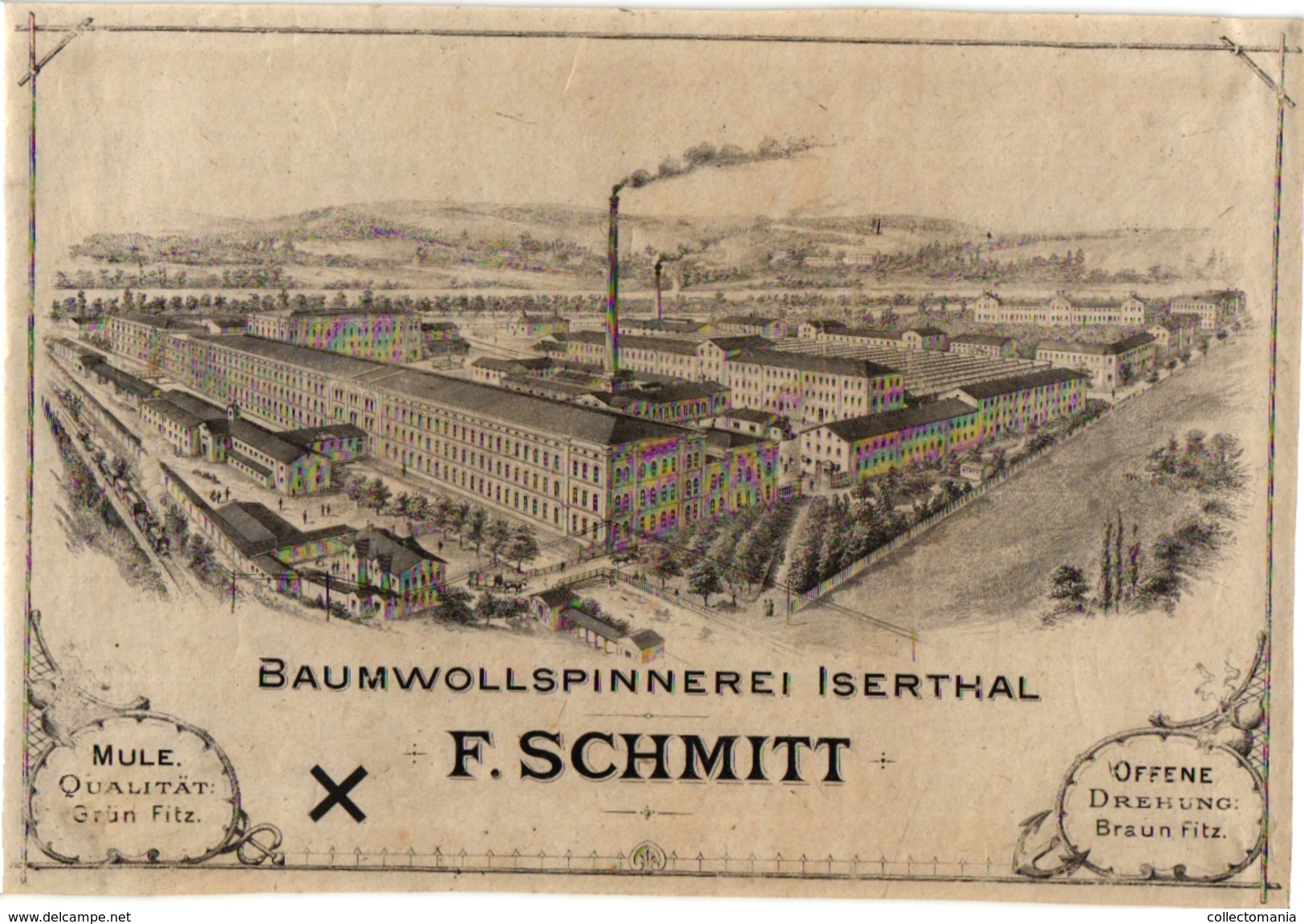 1 Carte De Visite  Trade Card   Baumwollspinnerei ISERTHAL F.SCHMITT C1870 - Geschäfte