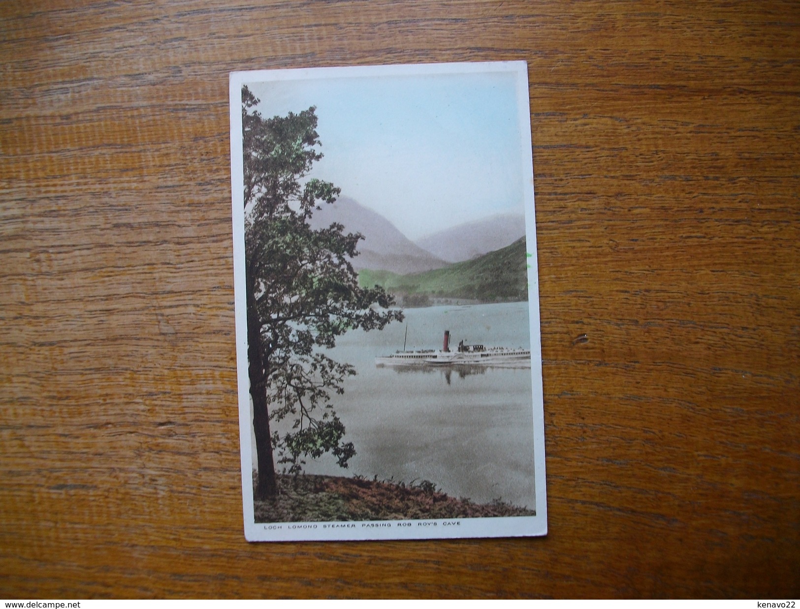 Loch Lomond , Steamer Passing Rob Roy's Cave - Dunbartonshire