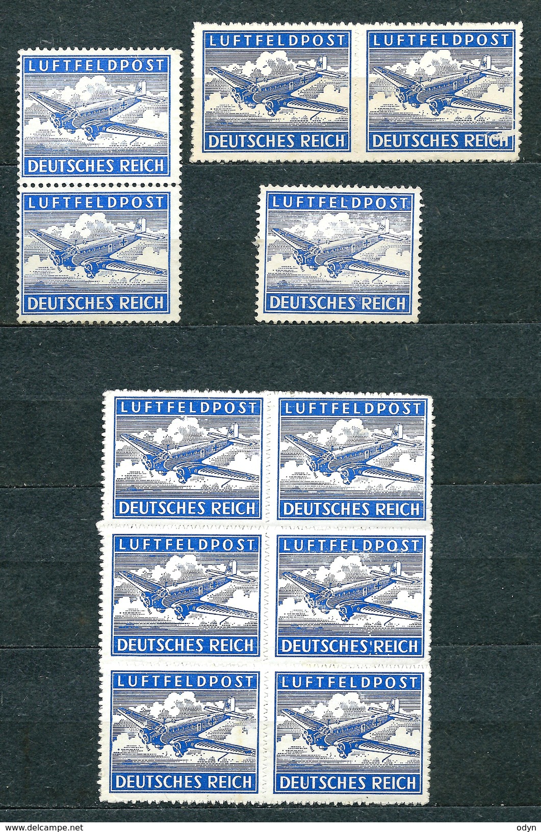 Deutsches Reich 1942, Feldpostmarken MiNr 1 A + 1 B, **/*/(*) - Lot Of 11 Stamps (incl. 2 Pairs And 6-block) - Neufs