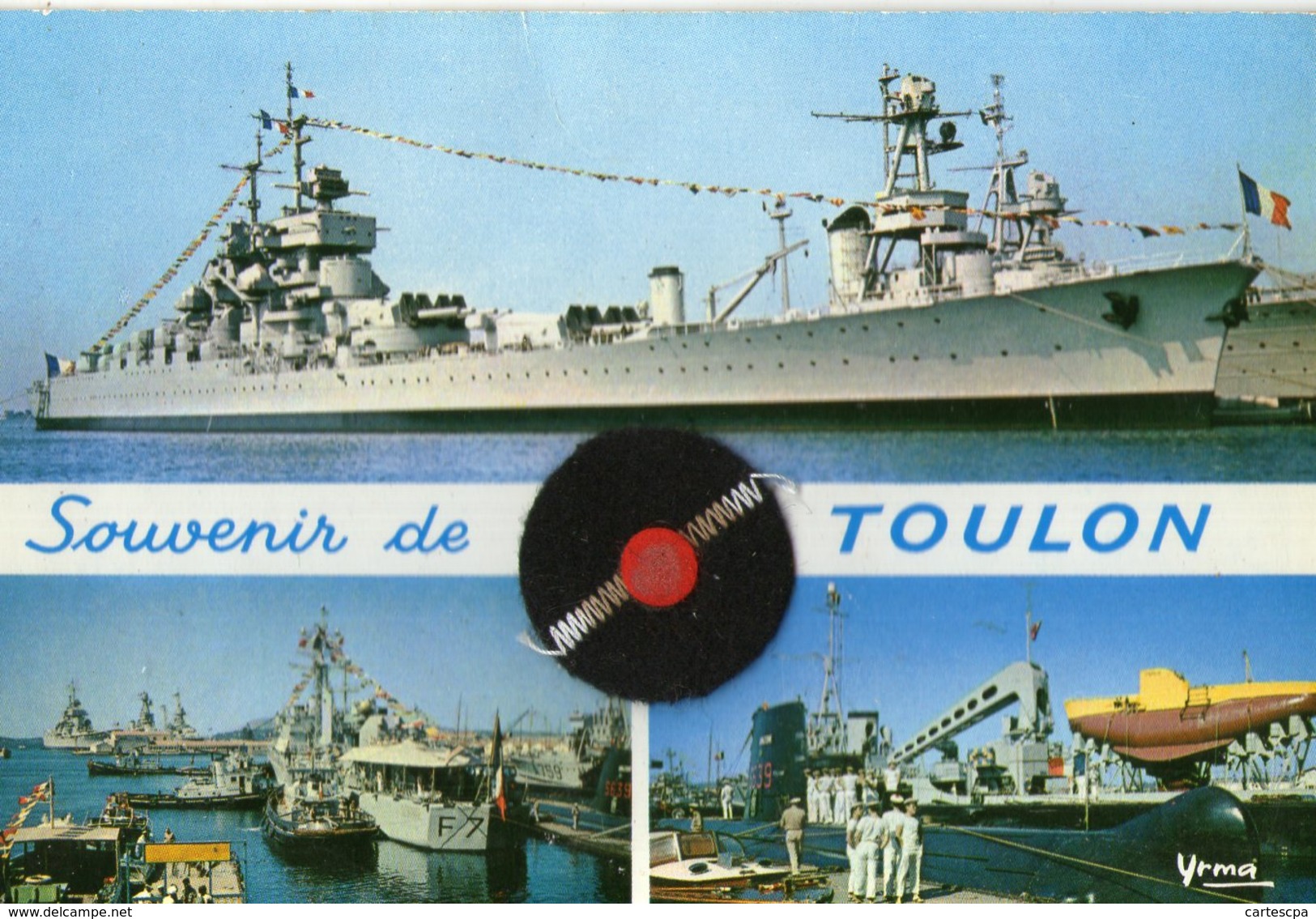 Toulon Navire De Ligne Le Jean Bart Et Visite De L'escadre Avec Pompon En Tissu   CPM Ou CPSM - Toulon