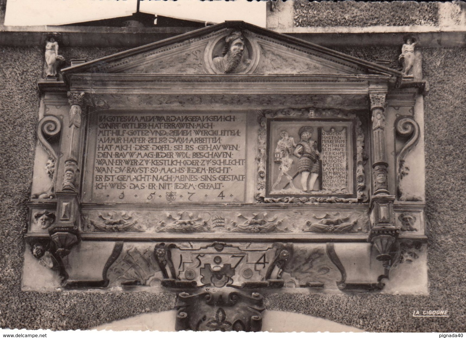 G , Cp , 68 , RIQUEWHIR , Dessus De Porte De La Maison Kiener (construit En 1574) - Riquewihr