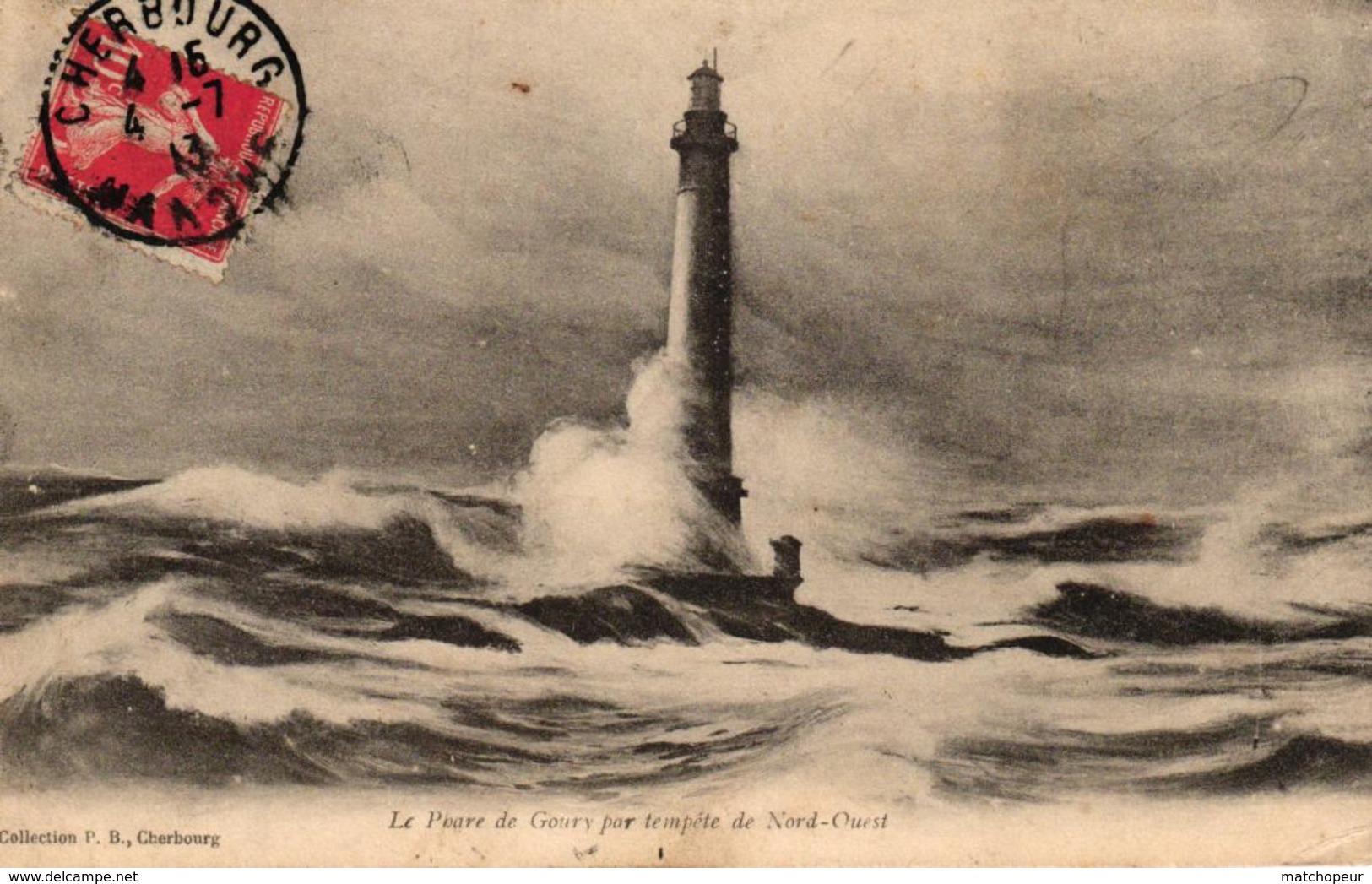 LE PHARE DE GOURY PAR TEMPETE DE NORD OUEST -50- - Autres & Non Classés