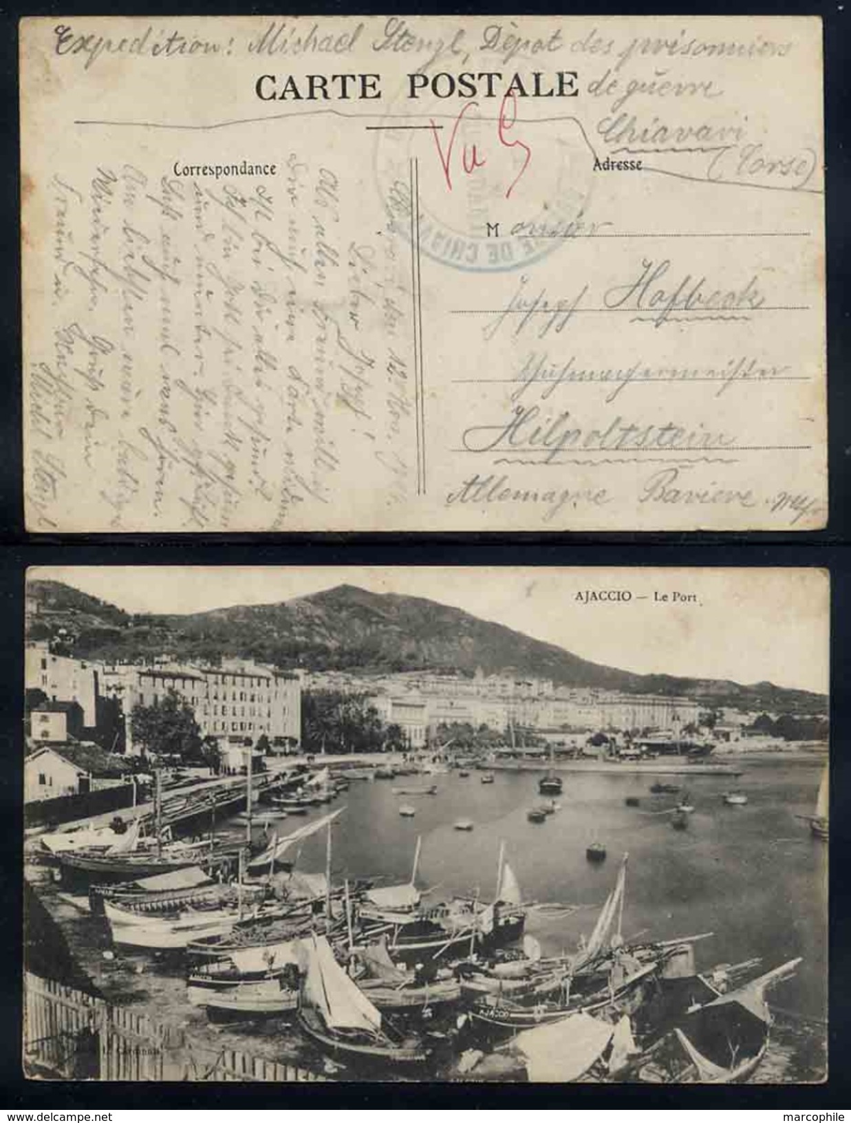 CORSE - CHIAVARI / 1914 DEPOT PRISONNIERS DE GUERRE // RARE (ref 1343) - Lettres & Documents