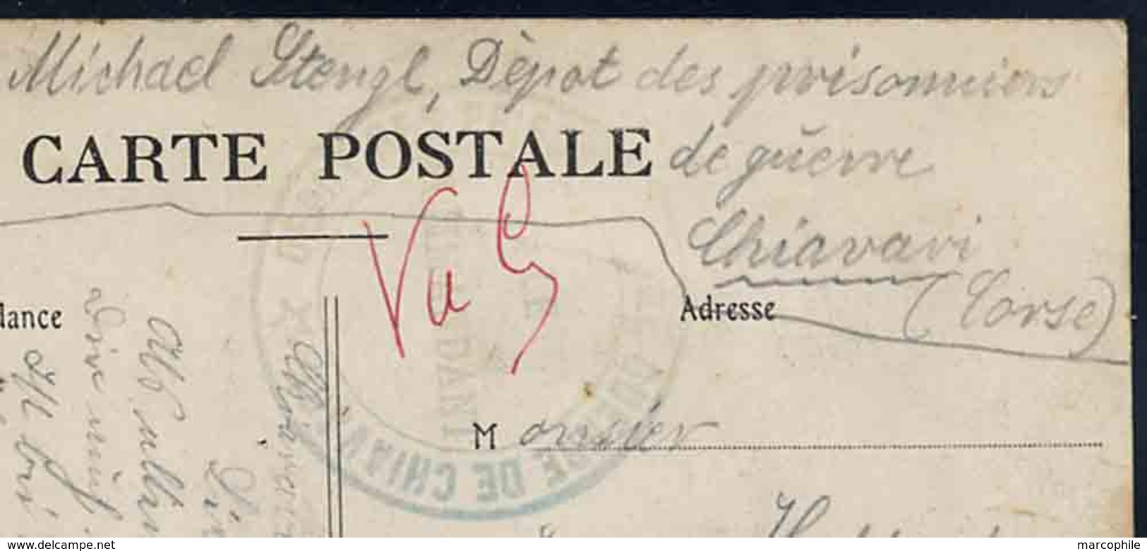 CORSE - CHIAVARI / 1914 DEPOT PRISONNIERS DE GUERRE // RARE (ref 1343) - Lettres & Documents