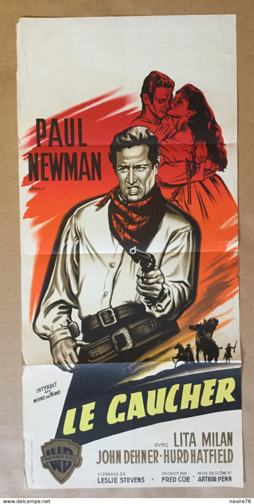 WESTERN Affiche Originale Cinéma Film LE GAUCHER " THE LEFT HANDED GUN " D'ARTHUR PENN Avec PAUL NEWMAN - Affiches & Posters