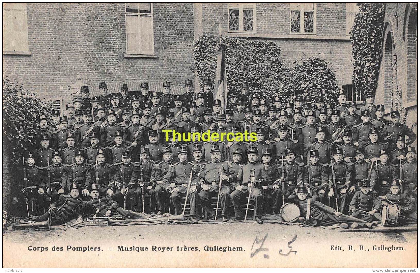 CPA GULLEGEM GULLEGHEM MUSIQUE ROYER FRERES CORPS DES POMPIERS - Wevelgem