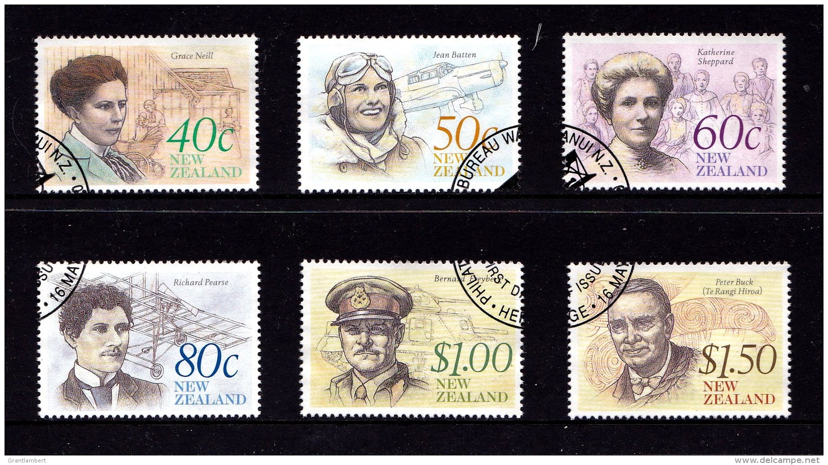 New Zealand 1990 Heritage Issue - The Achievers Set Of 6 Used - Used Stamps