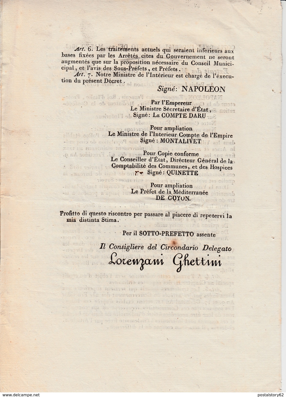 Impero Francese, Granducato Di Toscana. Trattamento E Spese Di Burò Per I Commissari Di Polizia. Pisa 1813 - Decrees & Laws