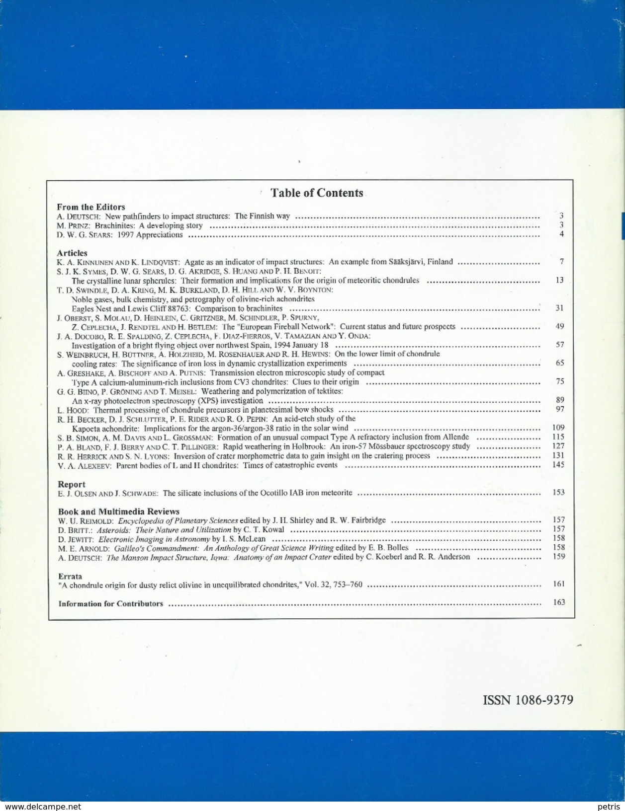 Meteoritics & Planetary Science Volume 33, Number 1, 1998 January (Meteorite) - Astronomie