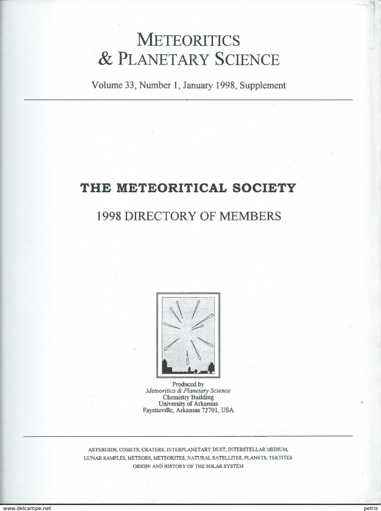 Meteoritics & Planetary Science Volume 33, Number 1, 1998 January (Meteorite) - Astronomie