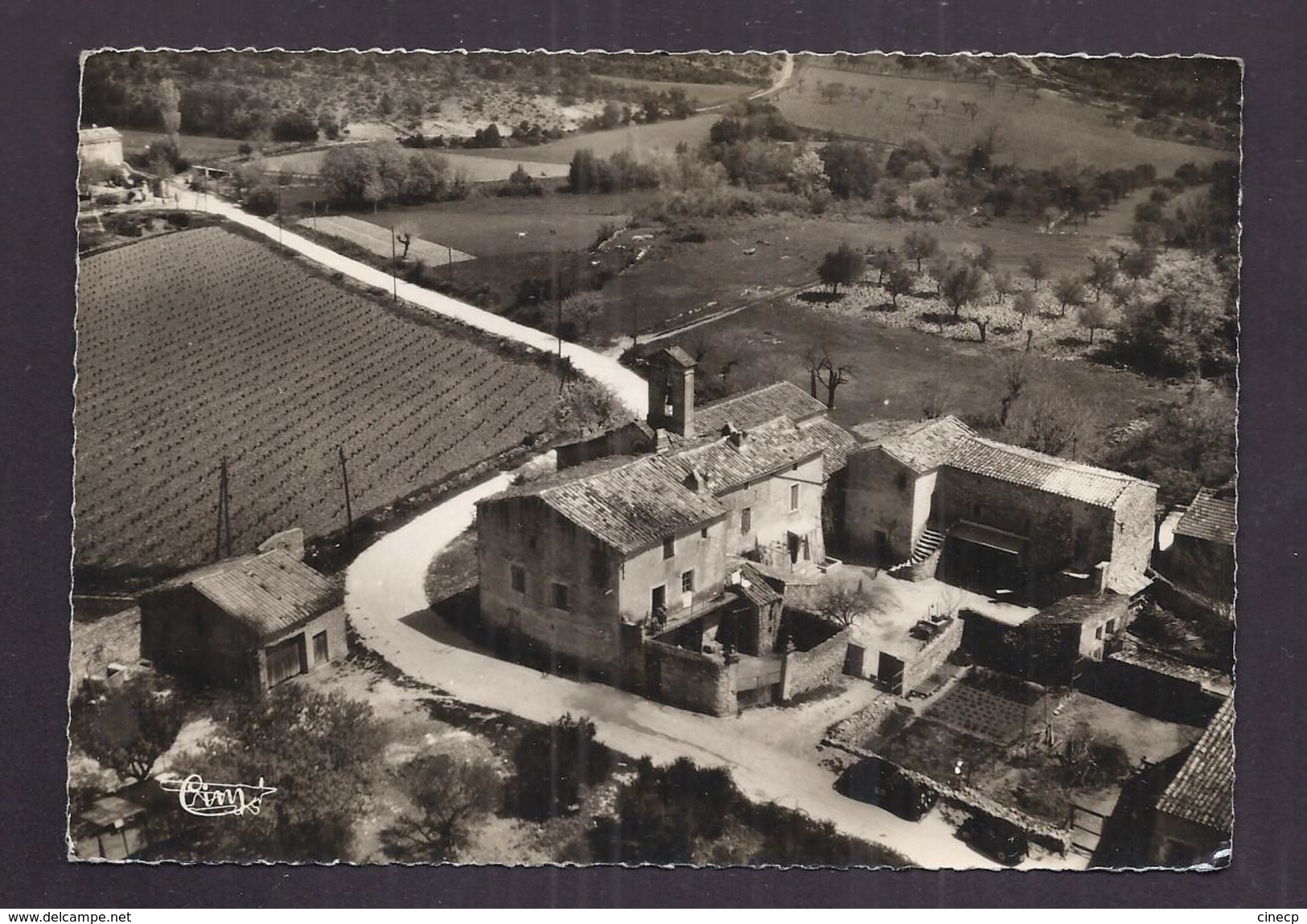 CPSM 30 - GATTIGUES - AIGALIERS - Vue Aérienne - Hameau De Gattigues - TB PLAN D'en Haut Tout Petit Village - Autres & Non Classés