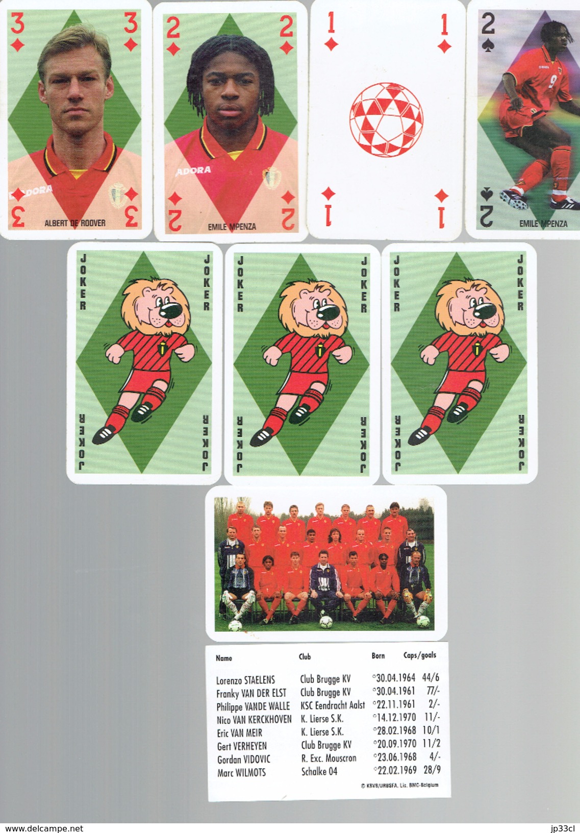 Jeu de cartes officiel des Diables Rouges Officieel Kaartspel Rode Duivels (vers 1995/2000)