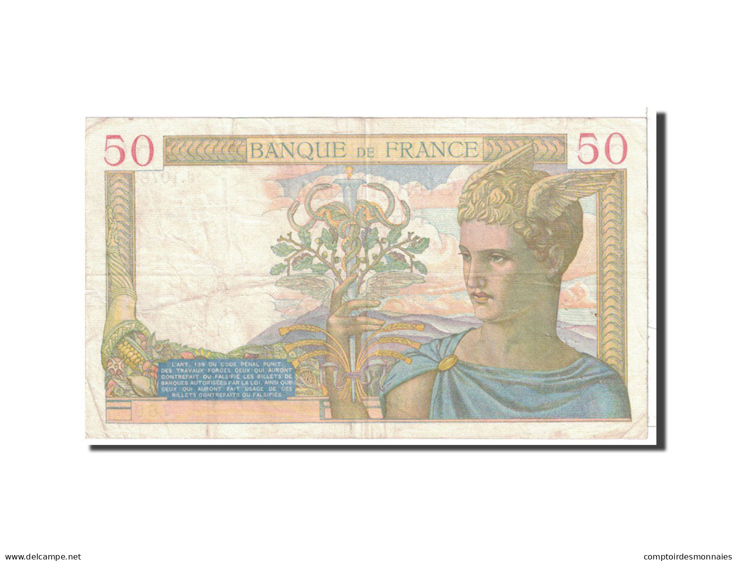 Billet, France, 50 Francs, 1939, 1939-08-10, TTB, Fayette:18.29, KM:85b - 50 F 1934-1940 ''Cérès''