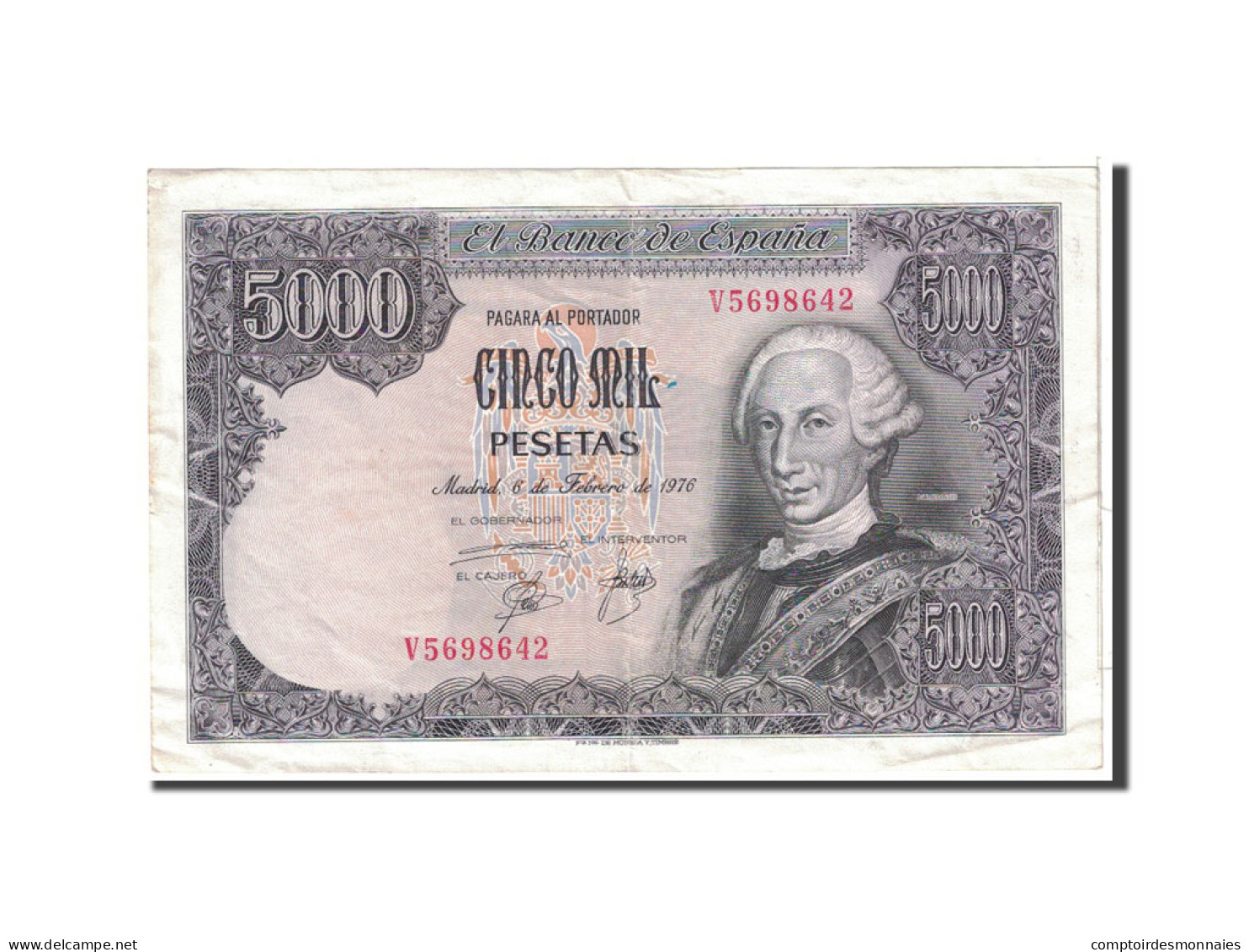 Billet, Espagne, 5000 Pesetas, 1976, 1976-02-06, KM:155, TTB - [ 4] 1975-… : Juan Carlos I