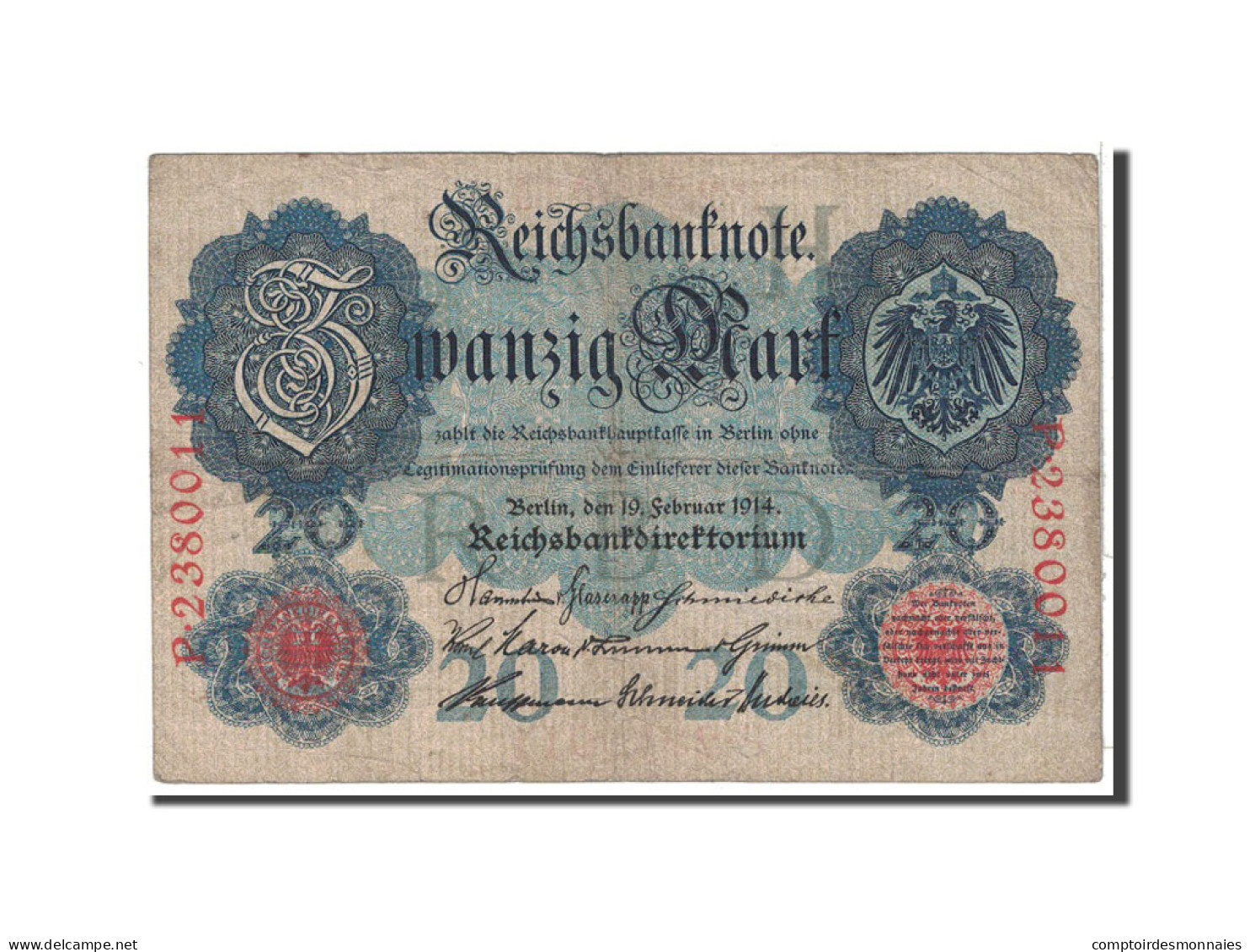 Billet, Allemagne, 20 Mark, 1914, 1914-02-19, KM:46b, TB+ - 20 Mark