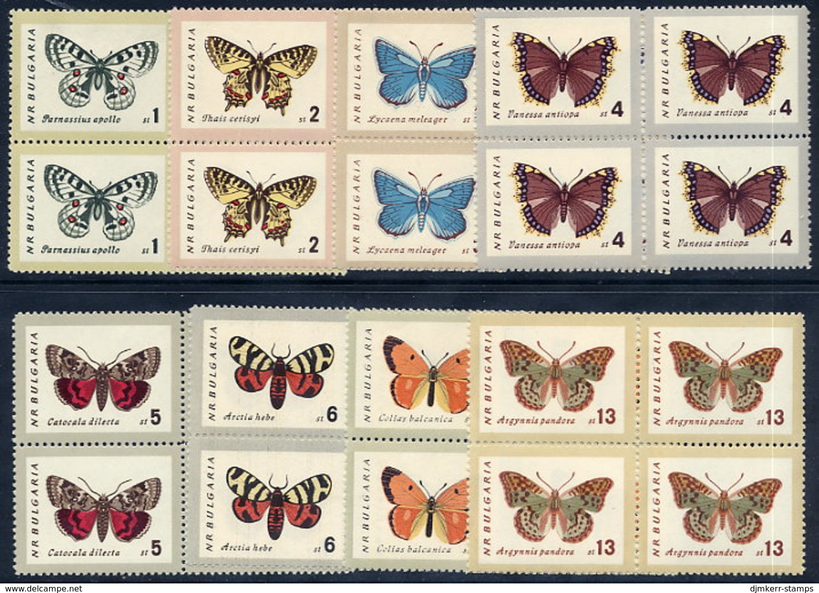 BULGARIA 1962 Butterflies In Blocks Of 4 MNH / **.  Michel 1339-46 - Neufs