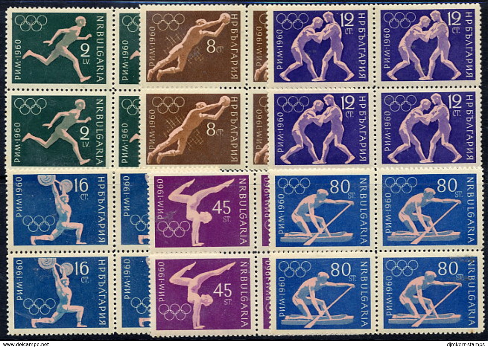BULGARIA 1960 Olympic Games In Blocks Of 4 MNH / **.  Michel 1172-77 - Unused Stamps