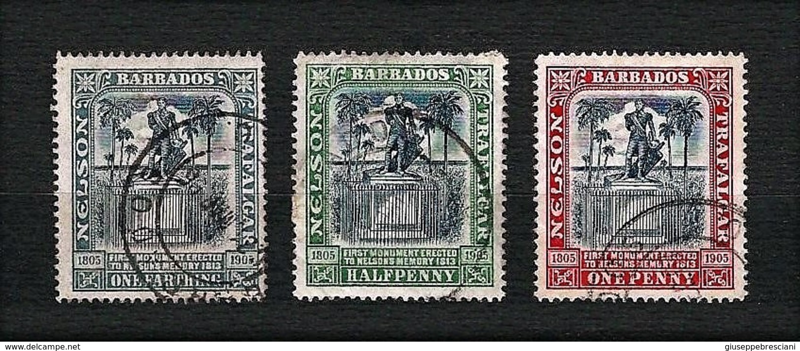 BARBADOS 1906 - Anniversary Of The Vbattle Of Trafalgar (Nelson Monument) - Sg:BB 145-47 - Barbados (1966-...)
