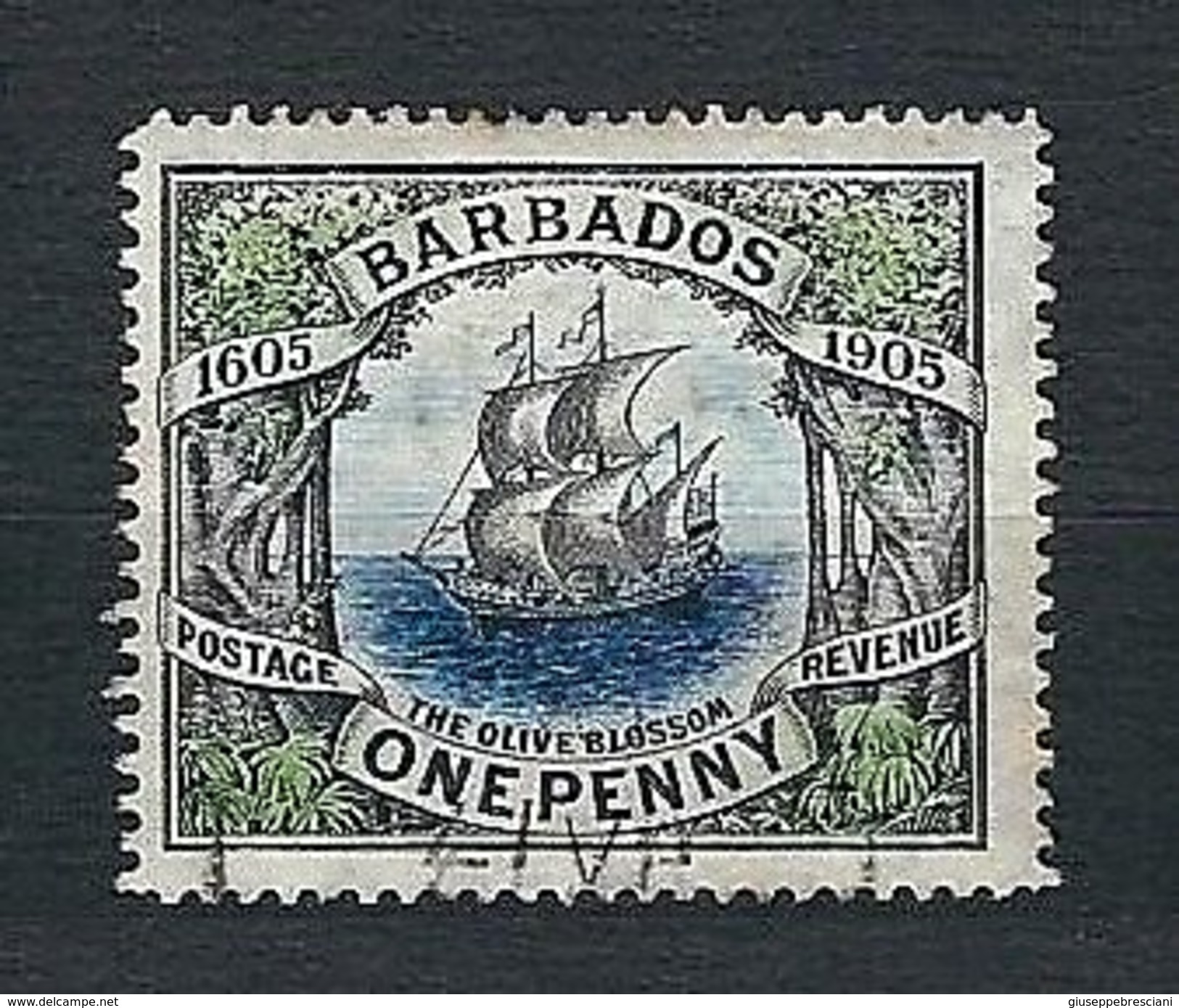 BARBADOS 1906 - The Olive Blossom Ship - One Penny - Yv:BB 83 - Barbados (1966-...)
