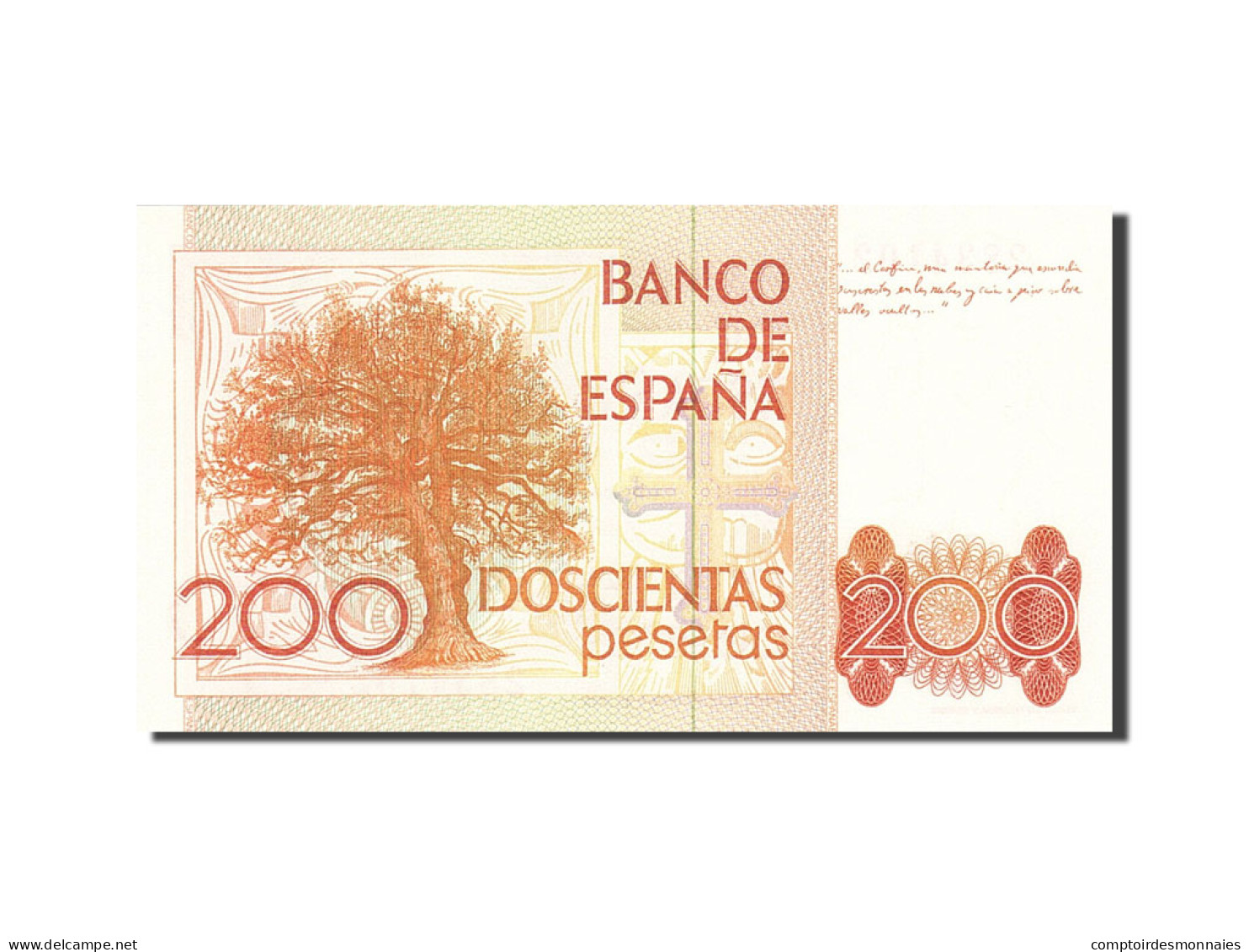 Billet, Espagne, 200 Pesetas, 1982-1987, 1980-09-16, KM:156, NEUF - [ 4] 1975-… : Juan Carlos I