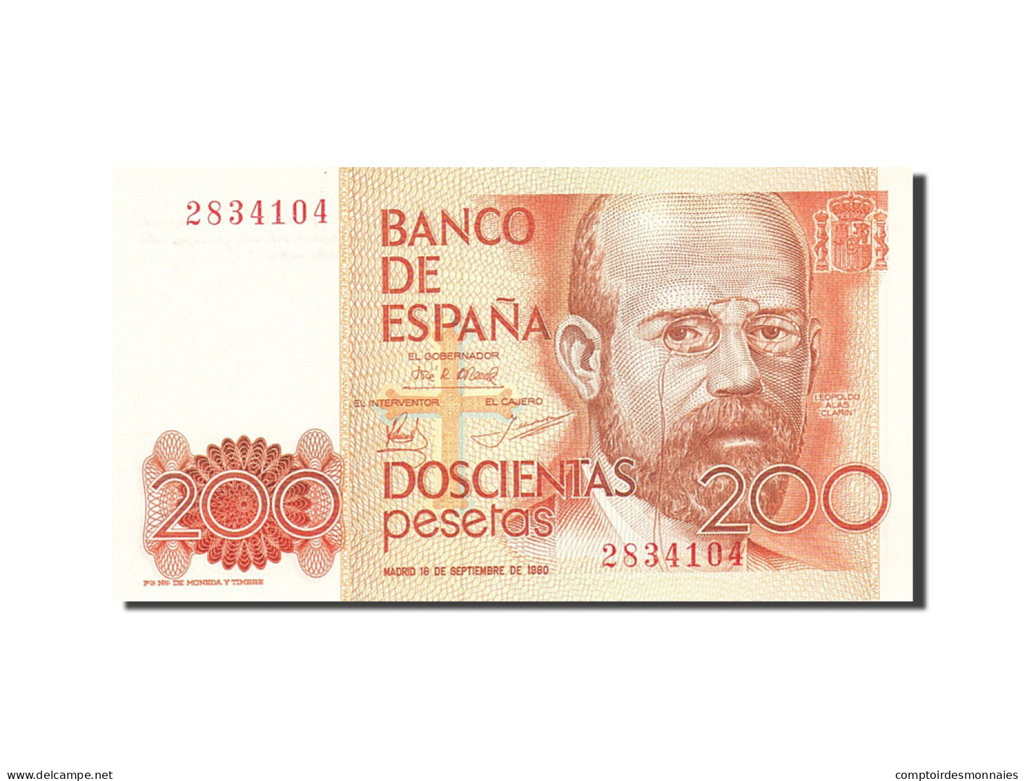 Billet, Espagne, 200 Pesetas, 1982-1987, 1980-09-16, KM:156, NEUF - [ 4] 1975-… : Juan Carlos I