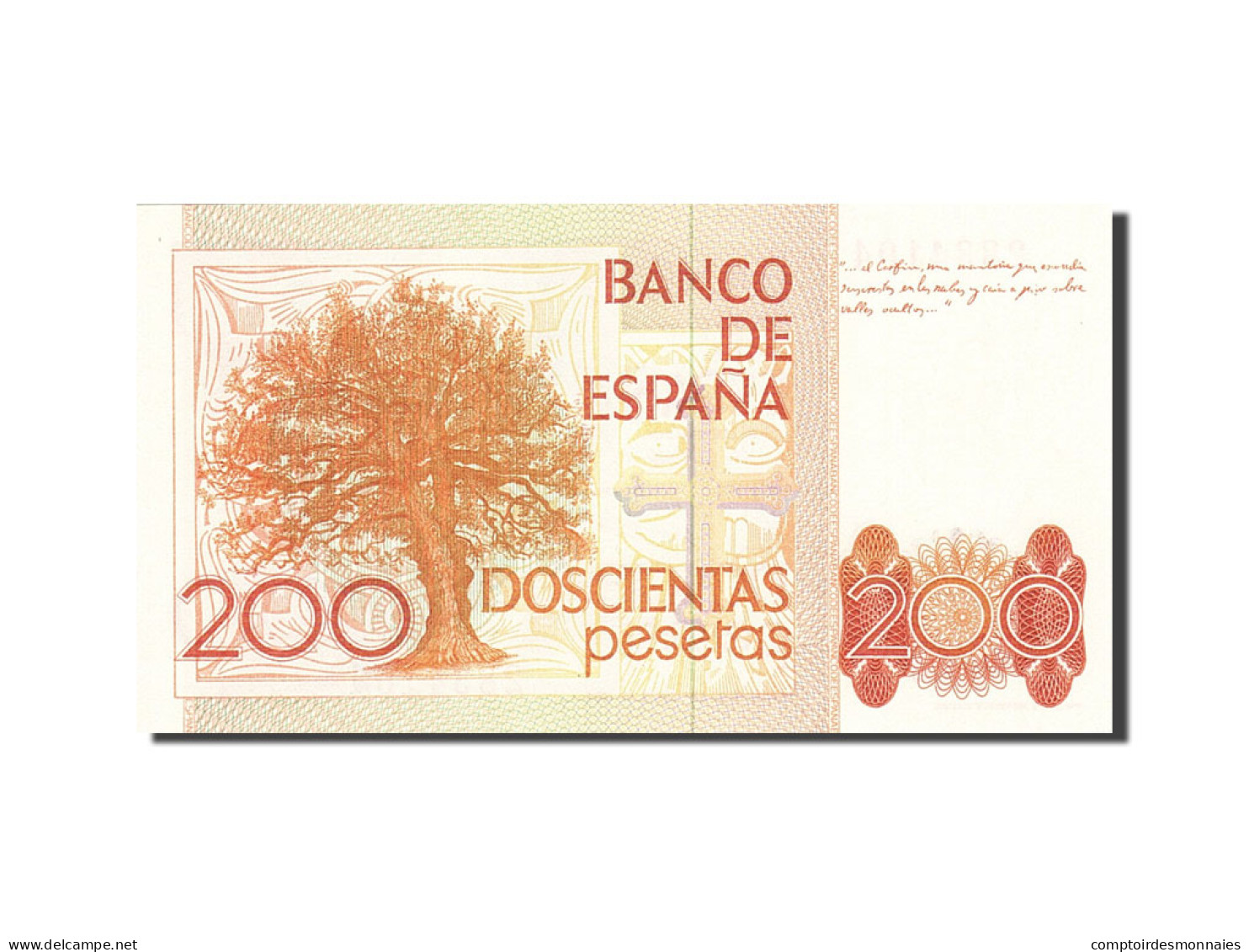 Billet, Espagne, 200 Pesetas, 1982-1987, 1980-09-16, KM:156, NEUF - [ 4] 1975-… : Juan Carlos I