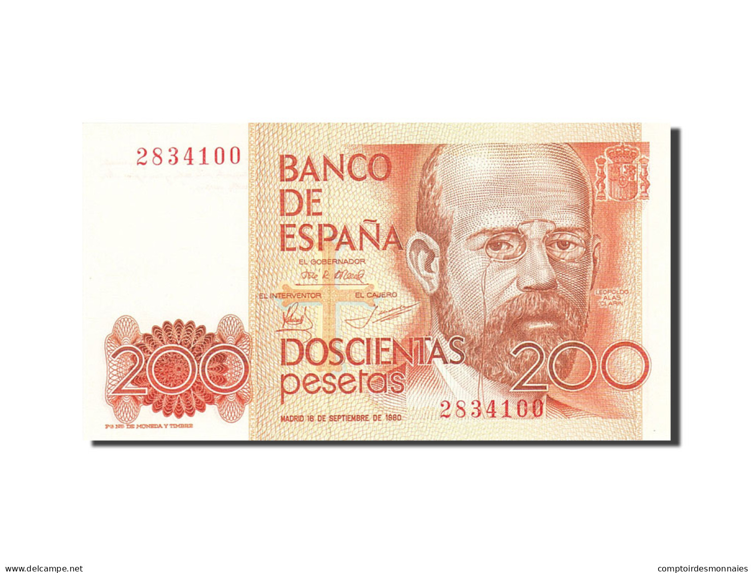 Billet, Espagne, 200 Pesetas, 1982-1987, 1980-09-16, KM:156, SPL - [ 4] 1975-… : Juan Carlos I