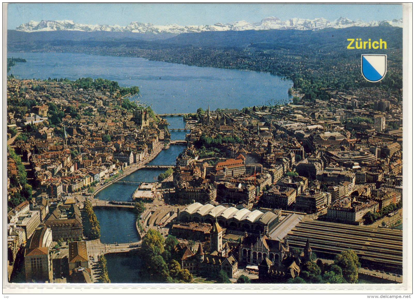 ZÜRICH - Flugaufnahme M. Hauptbahnhof, Zürichsee, Limmat Und Alpen - Zürich