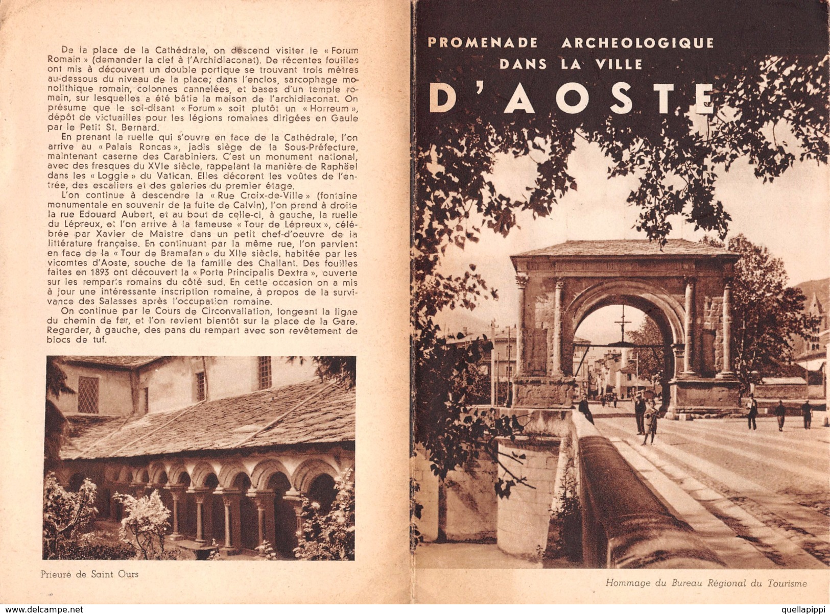 05659 "AOSTA - PROMENADE ARCHEOLOGIQUE  DANS LA VILLE D'AOSTE - PIEGHEVOLE ILLUSTRATO - 1949" ORIGIN. - Altri & Non Classificati