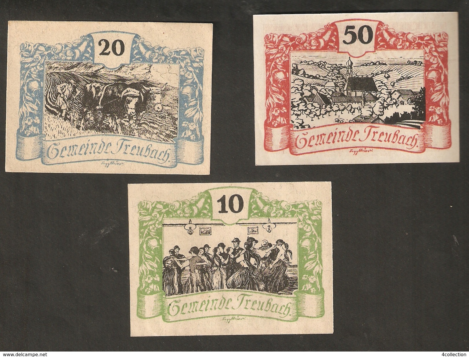 P102-25. Austria Die Gemeinde TREUBACH 50 20 10 Heller 1920 Austrian Notgeld 3psc Lot - Autriche