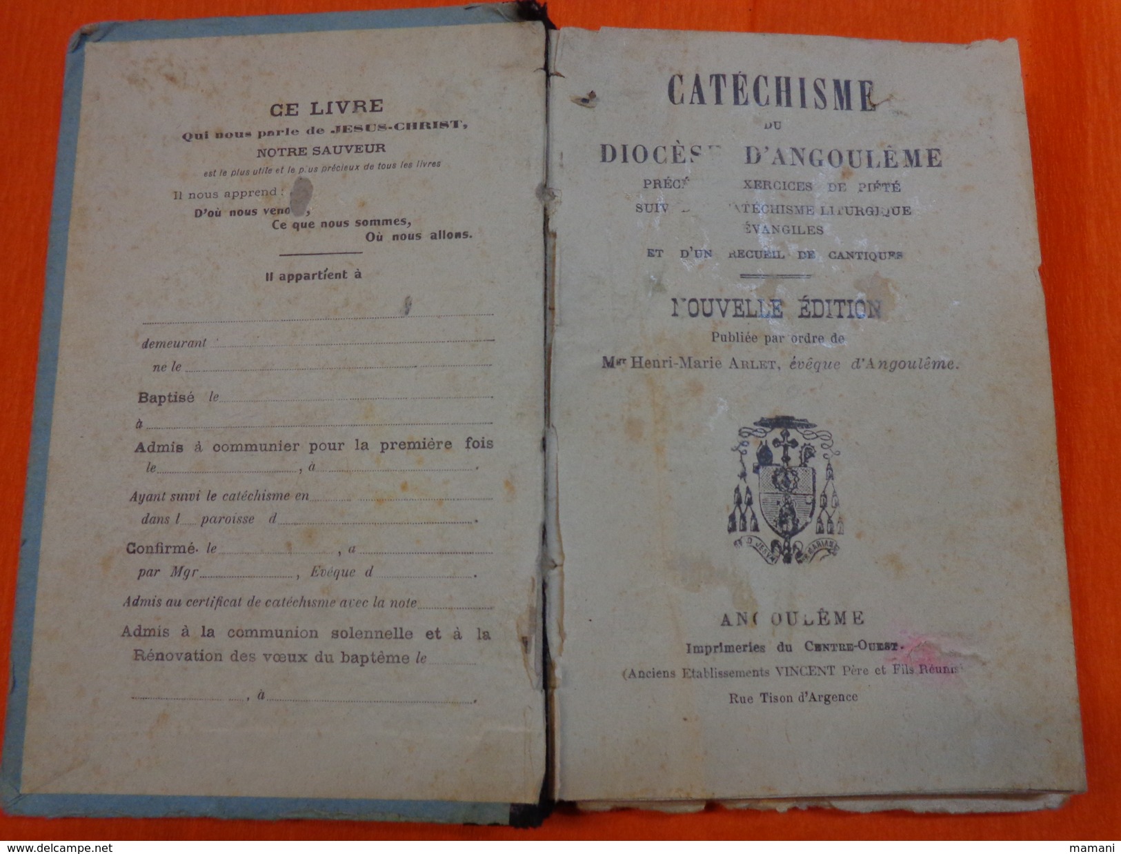 &lrm;CATECHISME Du Diocese D'angouleme Ordre De Mgr HENRI MARIE ARLET &lrm; - 1901-1940