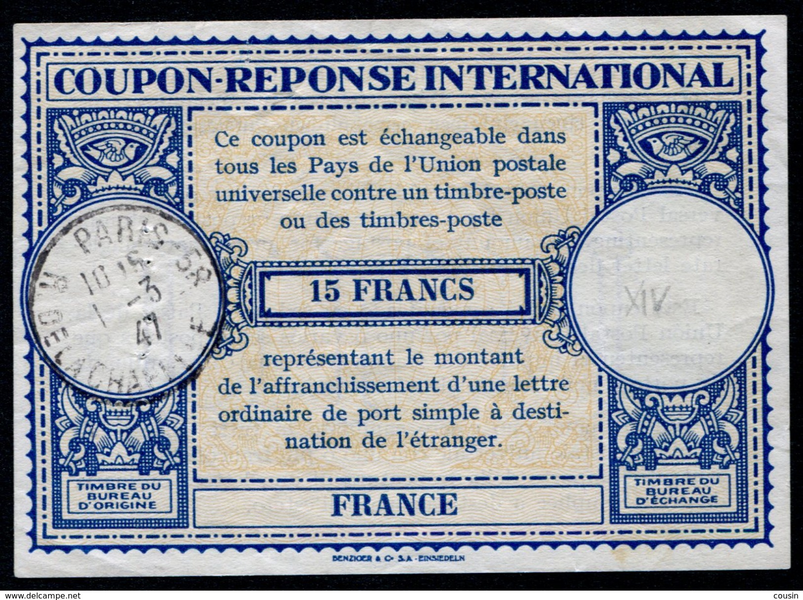 FRANCE  International Reply Coupon / Coupon Réponse International - Antwoordbons