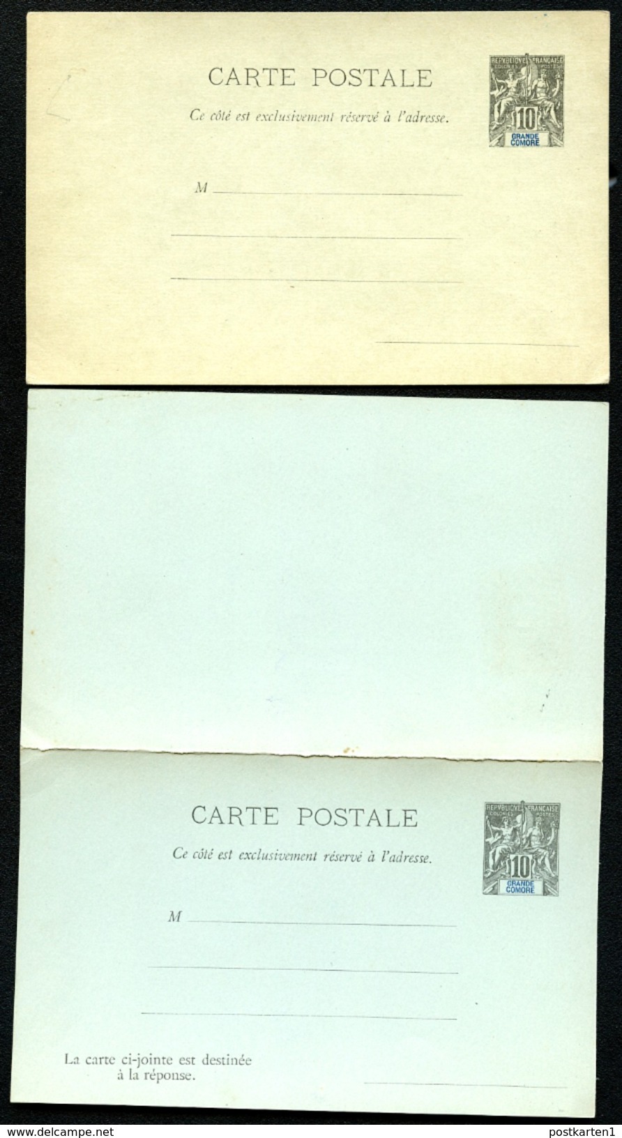 GRAND COMORO Postal Cards #1-2  Mint Vf 1893 - Covers & Documents