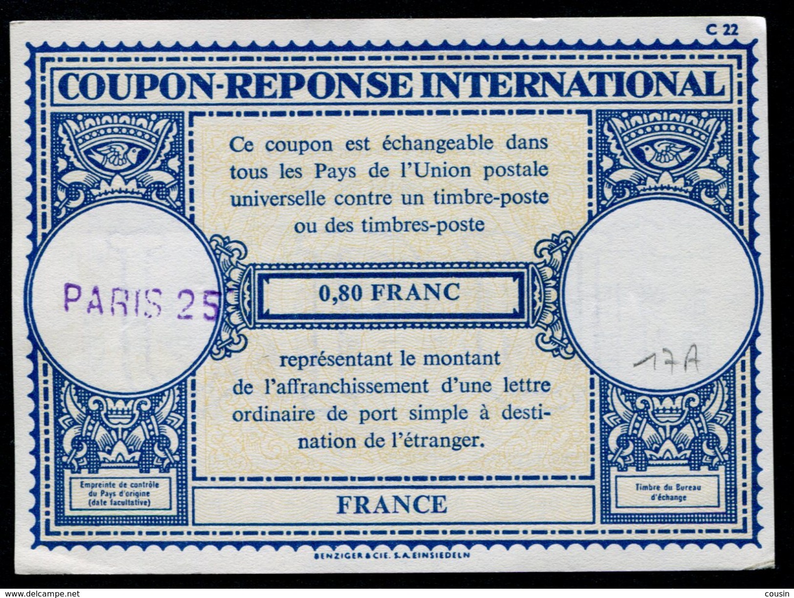 FRANCE  International Reply Coupon / Coupon Réponse International - Coupons-réponse