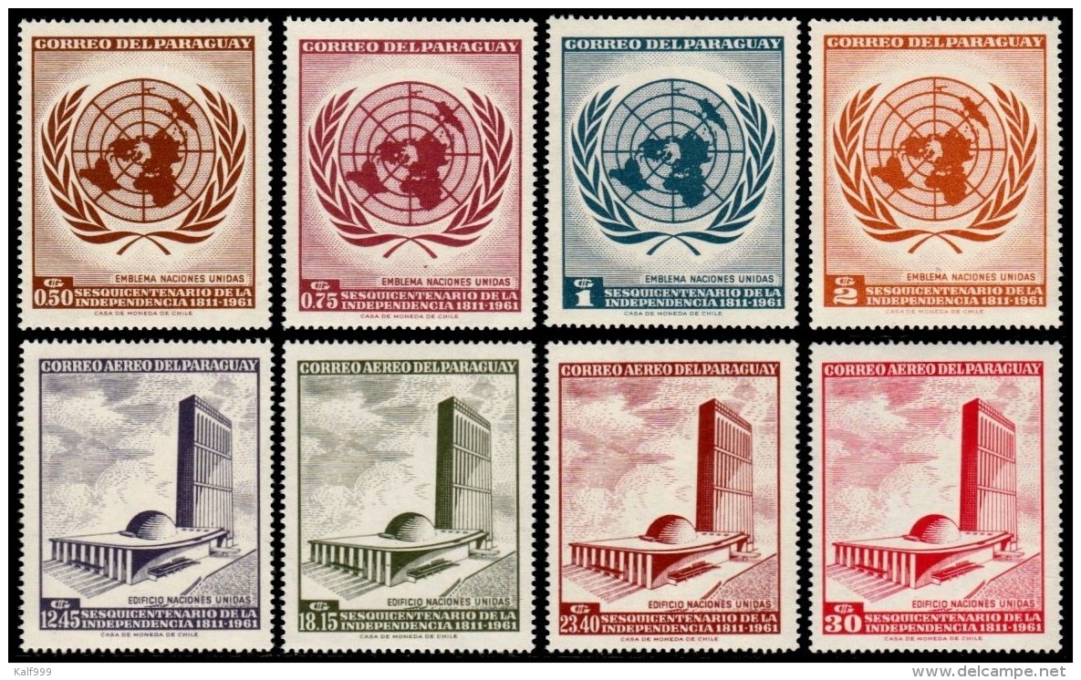 ~~~ Paraguay 1962  - Nations Unies -  Mi. 1036/1043  ** MNH ~~~ - Paraguay