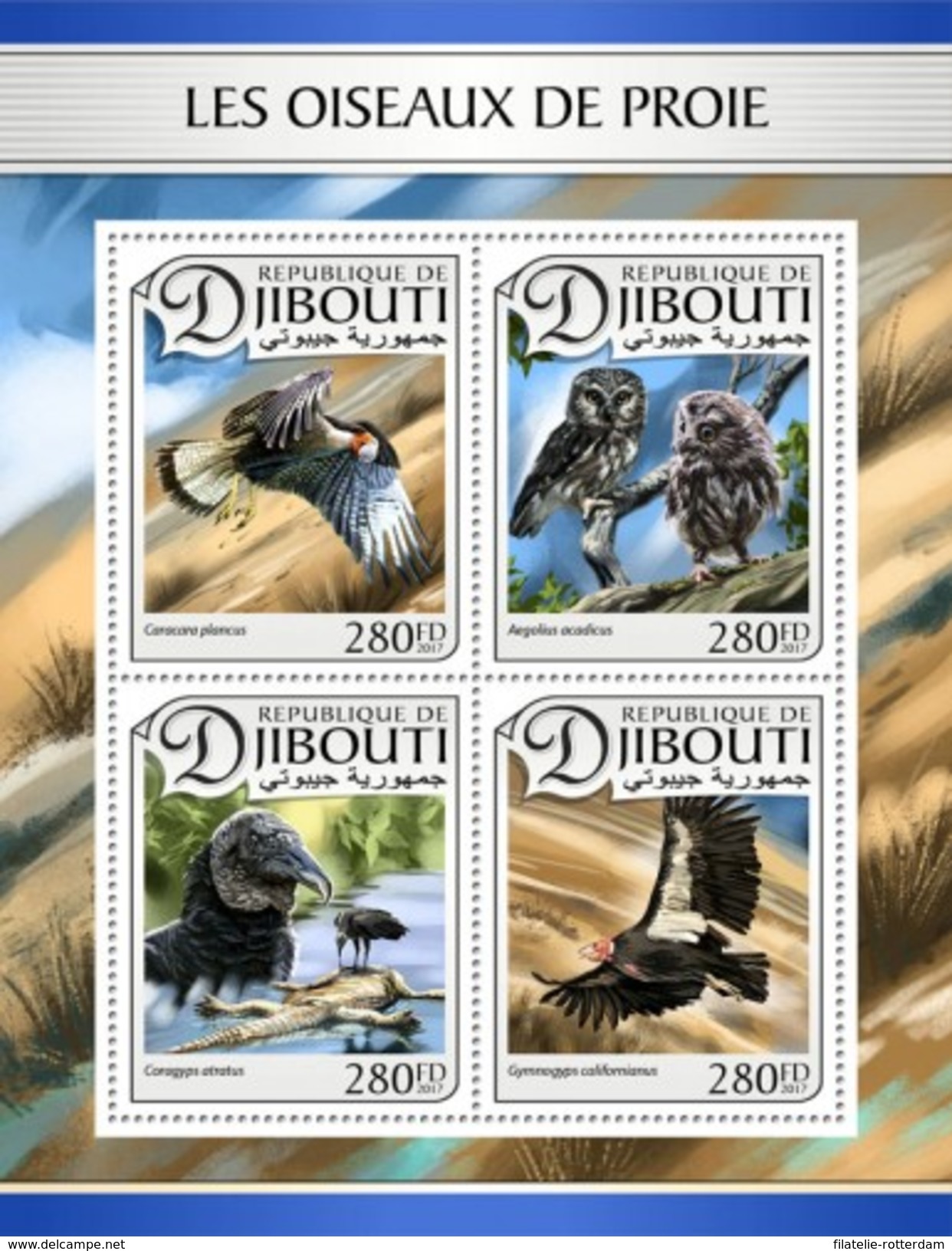 Djibouti - Postfris / MNH - Sheet Roofvogels 2017 - Djibouti (1977-...)