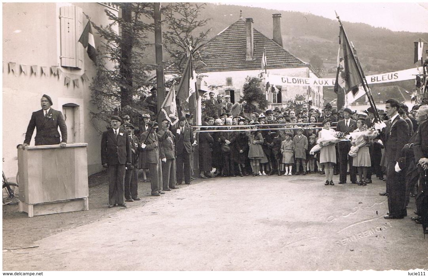 Carte Photo 1939 Inauguration De La Rue Des 5e Et 15e Bataillons De Chasseursen Bon état - Saint Etienne De Remiremont