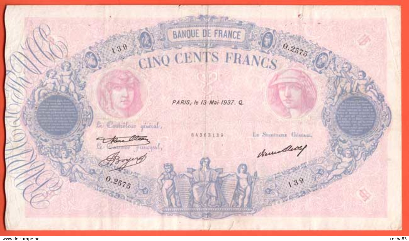 Billet - 500 Francs BLEU & ROSE Du 13 Mai  1937 TB+ - 500 F 1888-1940 ''Bleu Et Rose''