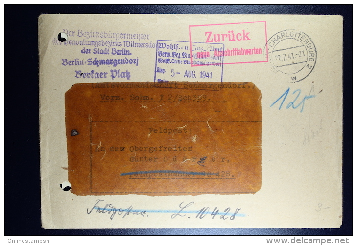 DR: Feldpost Brief 1941  10428 Luftflotten-Kommando2 Mit Dokumenten Familieunterhalt / Kriegsbesoldung - Storia Postale