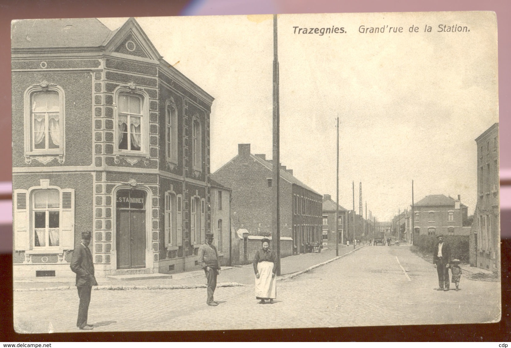 Cpa Trazegnies  1918   Grand Rue De La Station - Courcelles