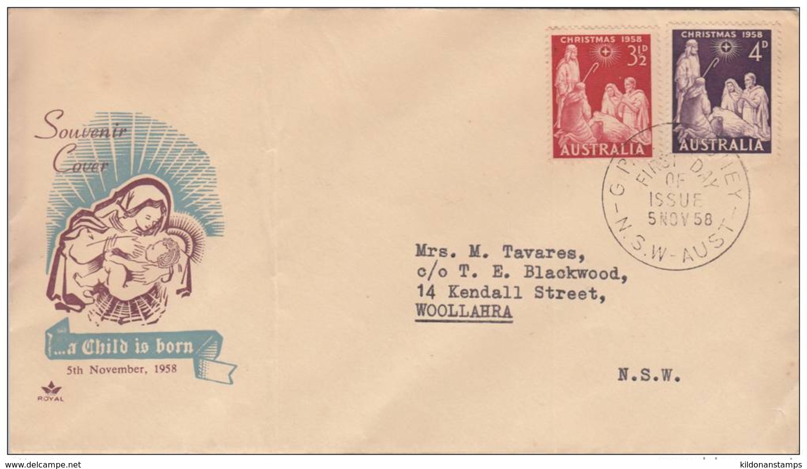 Australia 1958 Christmas, First Day Cover, Sc# - Other & Unclassified