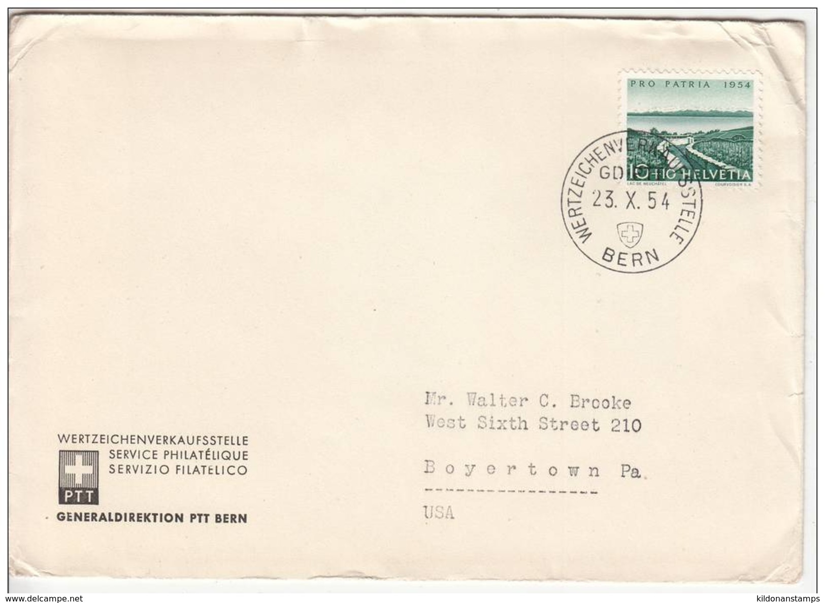 Switzerland 1954 Pro Patria Cover, Sc# - Covers & Documents