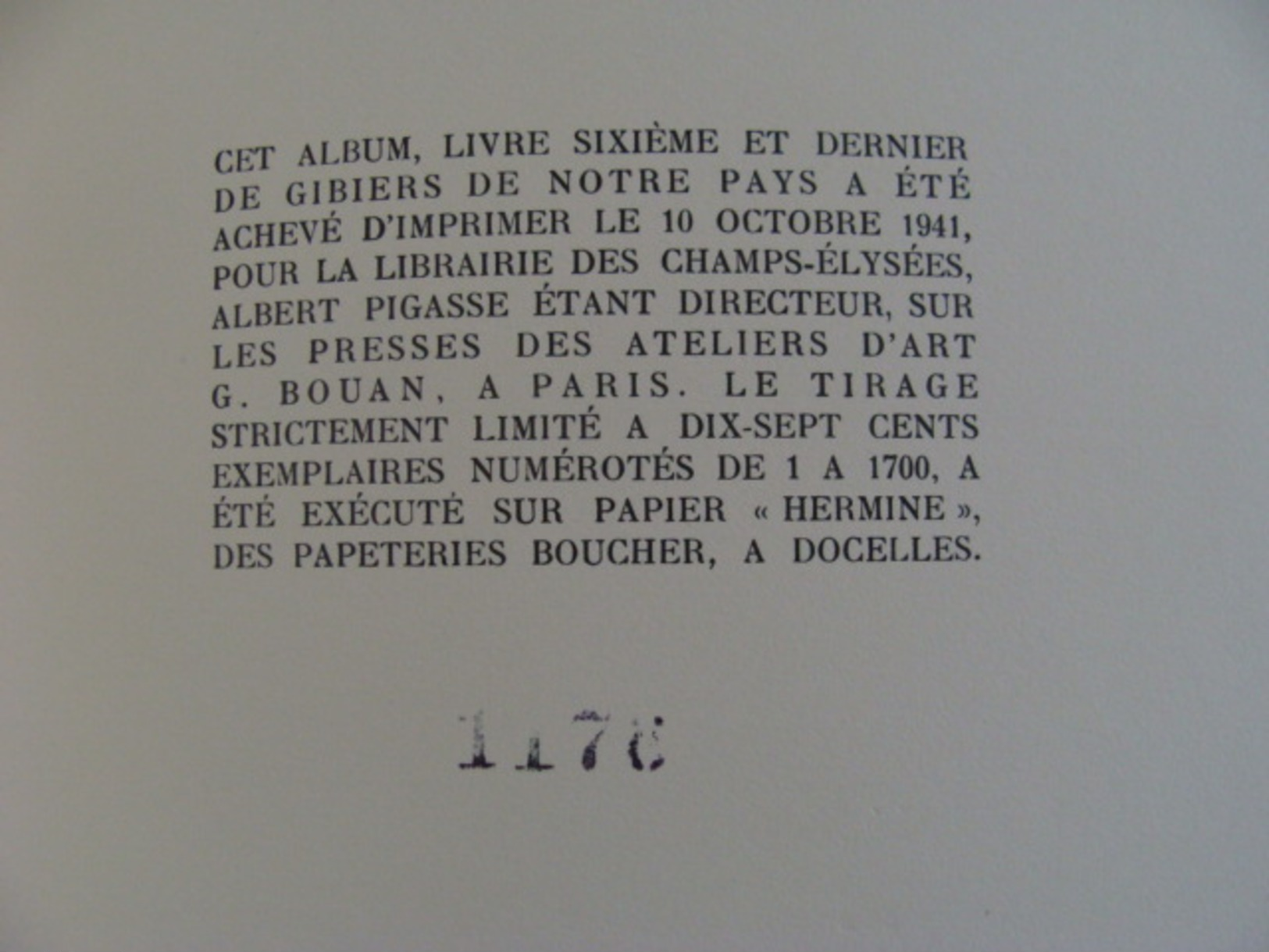 J. OBERTHUR GIBIERS DE NOTRE PAYS 100 PLANCHES INEDITES EO 1941 NUMEROTE CHASSE VENERIE - 1901-1940