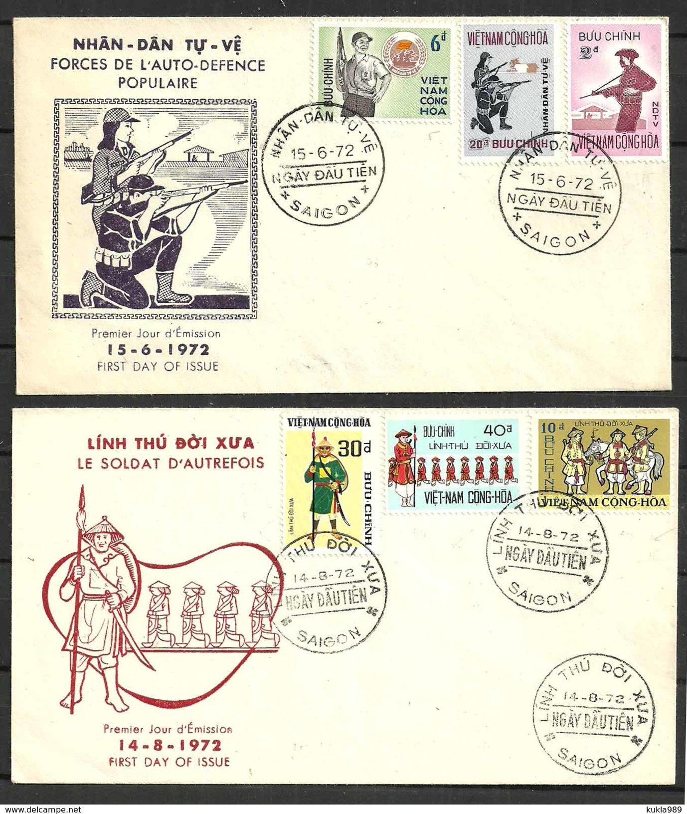 VIETNAM. STAMPS Sc.#428-430, 433-435 . 2 FIRST DAY COVERS 1972 - Vietnam