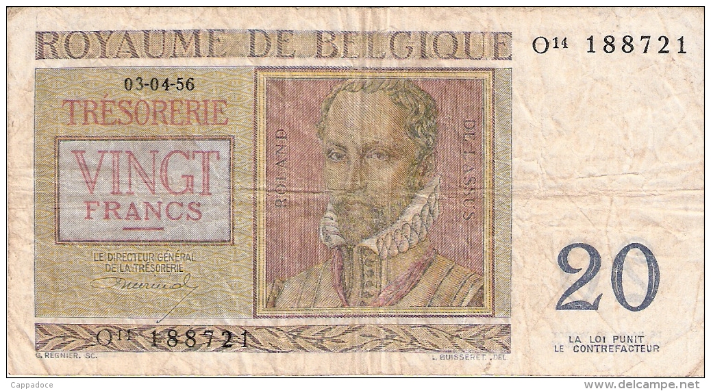 BELGIQUE   20 Francs   3/4/1956   P. 132b - Other & Unclassified