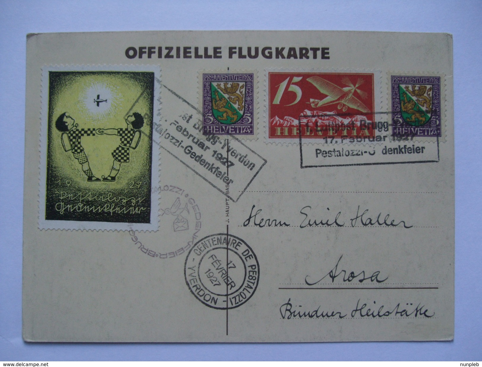 SWITZERLAND - 1927 Flugkarte Flight Card - Luftpost Brugg - Yverdon - Briefe U. Dokumente