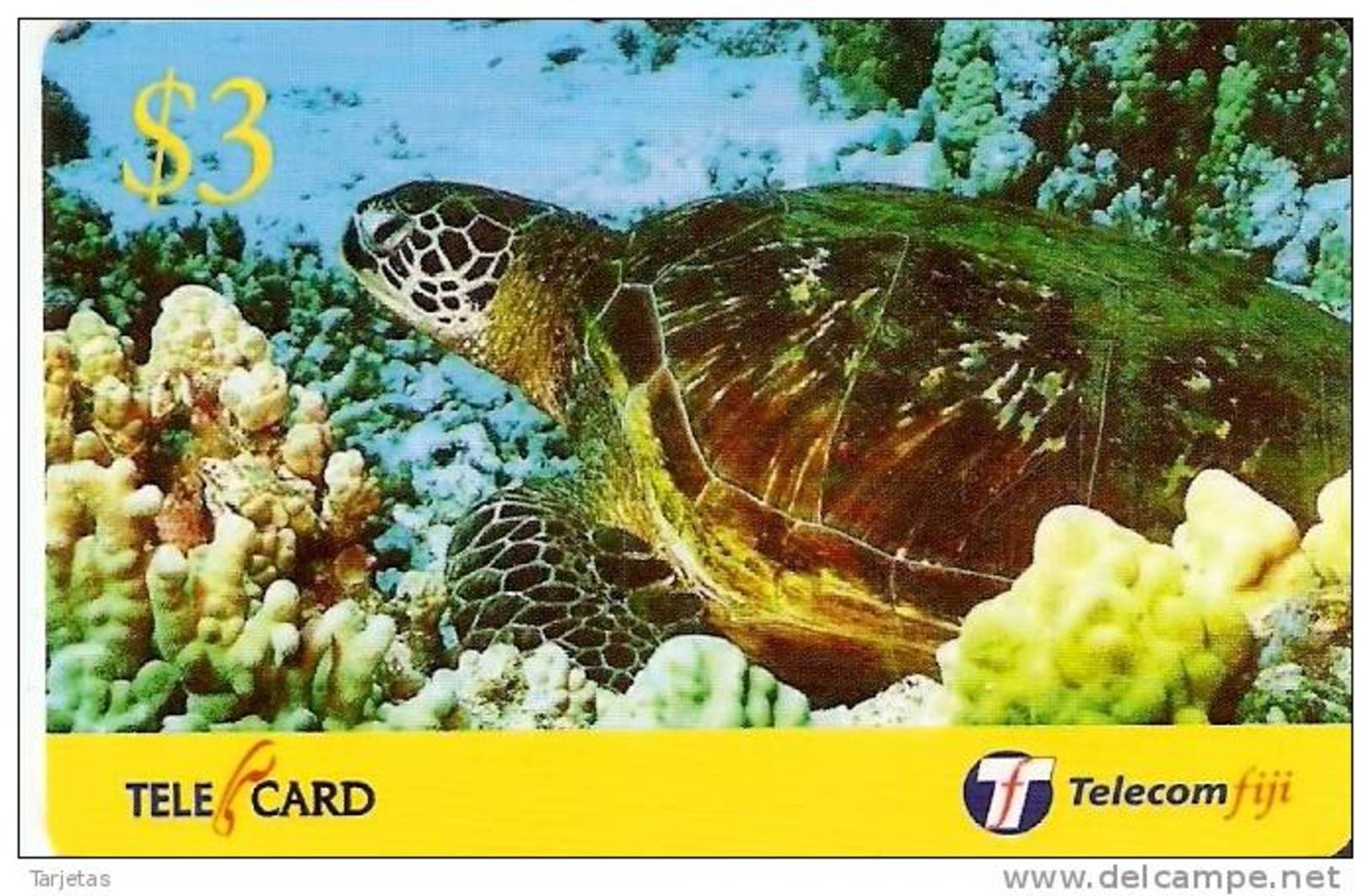 TARJETA DE FIJI CON UNA TORTUGA (TURTLE) - Fiji