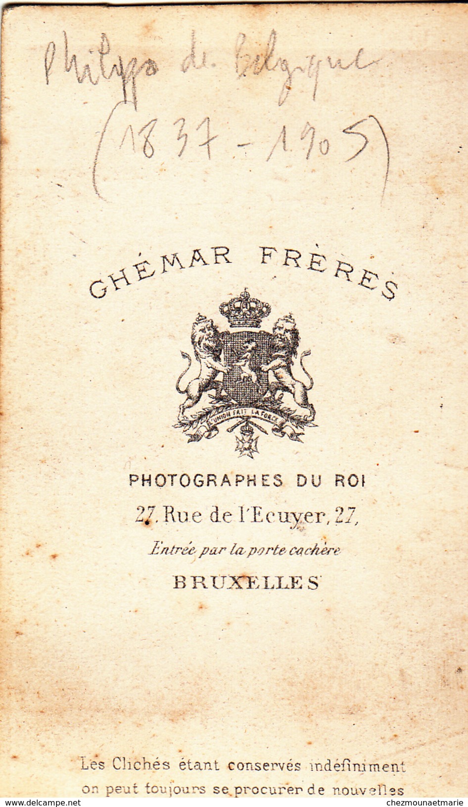 PHILIPPE DE BELGIQUE (1869-1905) PRINCE HERITIER - COMTE DE FLANDRE - GHEMAR BRUXELLES - CDV PHOTO - Célébrités