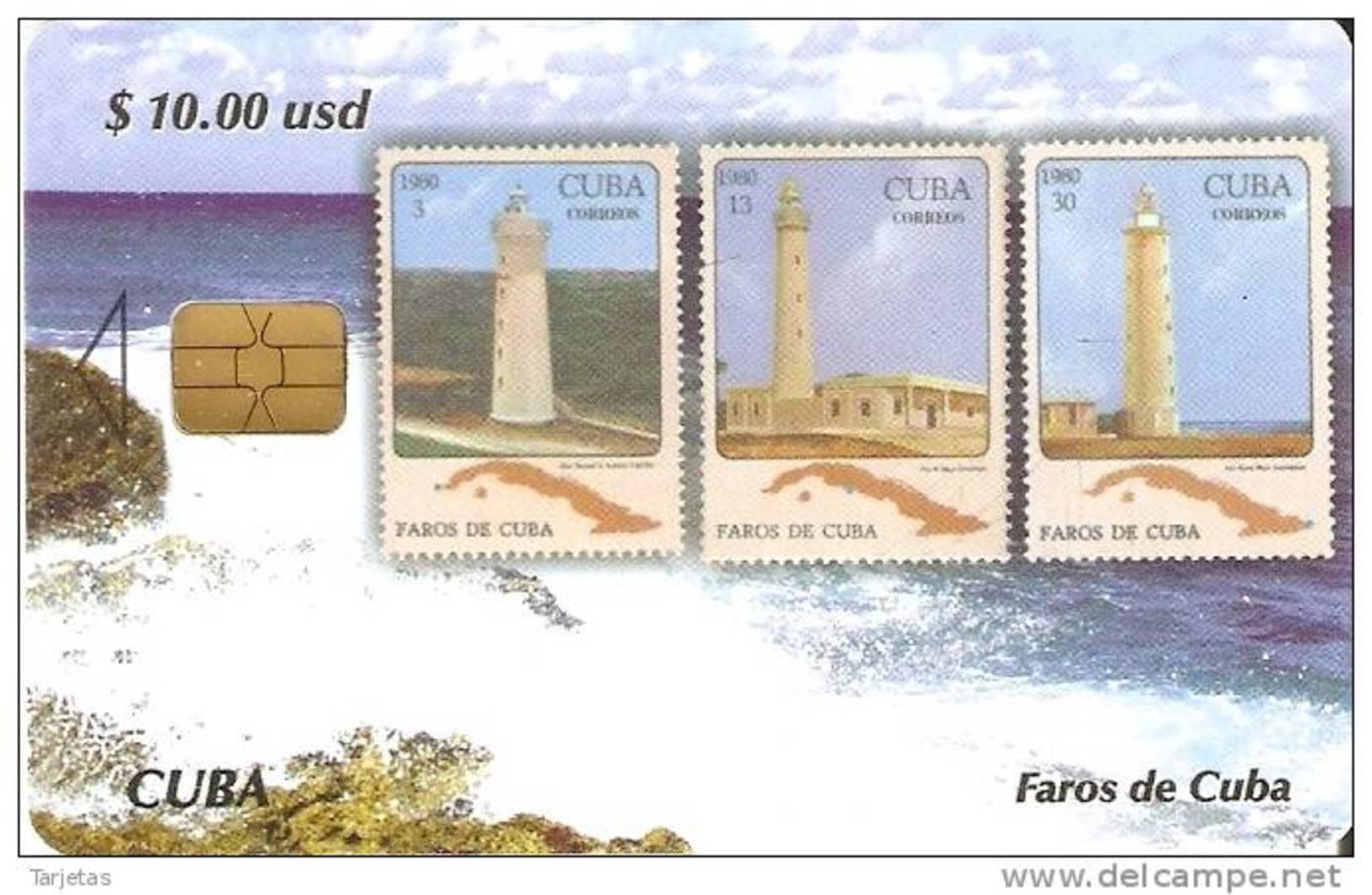 TARJETA DE CUBA DE LA SERIE SELLOS Y FAROS Nº3 (STAMP-LIGHTHOUSE) - Cuba