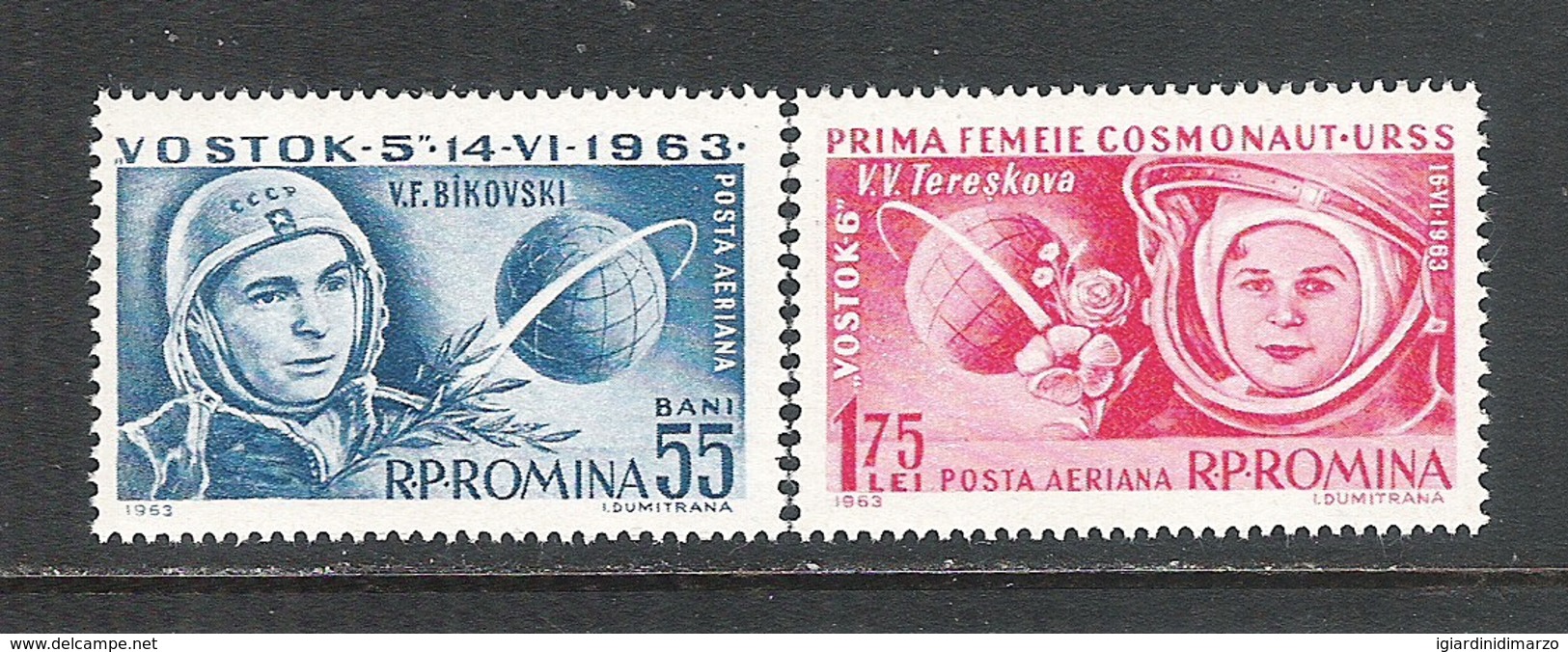 ROMANIA - 1963 - 2 VALORI NUOVI STL DEDICATI AL 2° VOLO SPAZIALE RAGGRUPPATO - IN OTTIME CONDIZIONI. - Ongebruikt